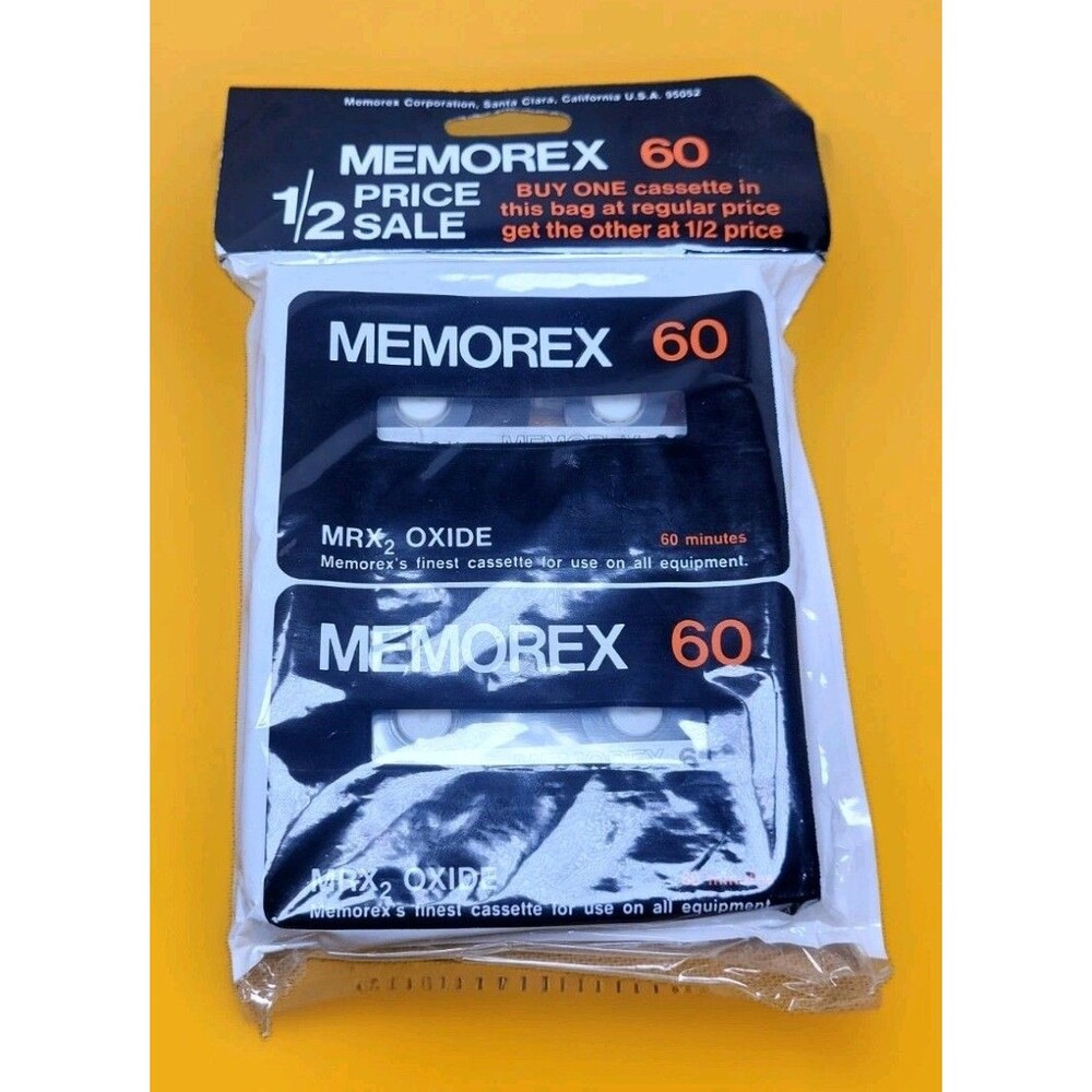 Memorex 60 Minute Audio Cassette Tape MRX2 Oxide 2 pack Sealed NOS Vintage